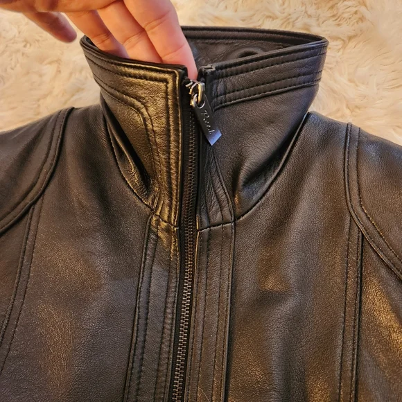 Reed Lambskin Leather Women's Black Zip Up Jacket Size Medium - Picture 9 of 14